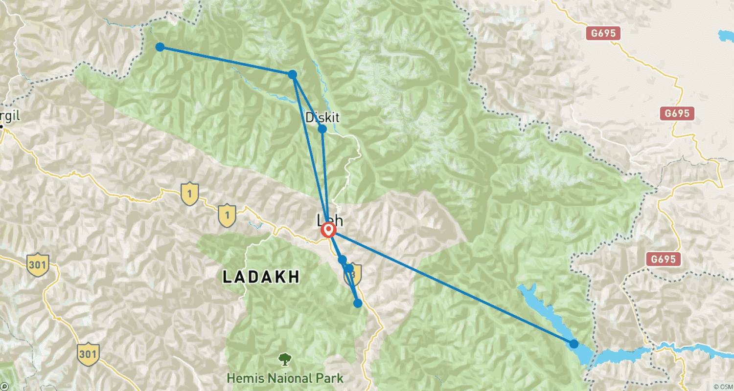 Mapa do percurso de Escorted Ladakh Winter Tour Package