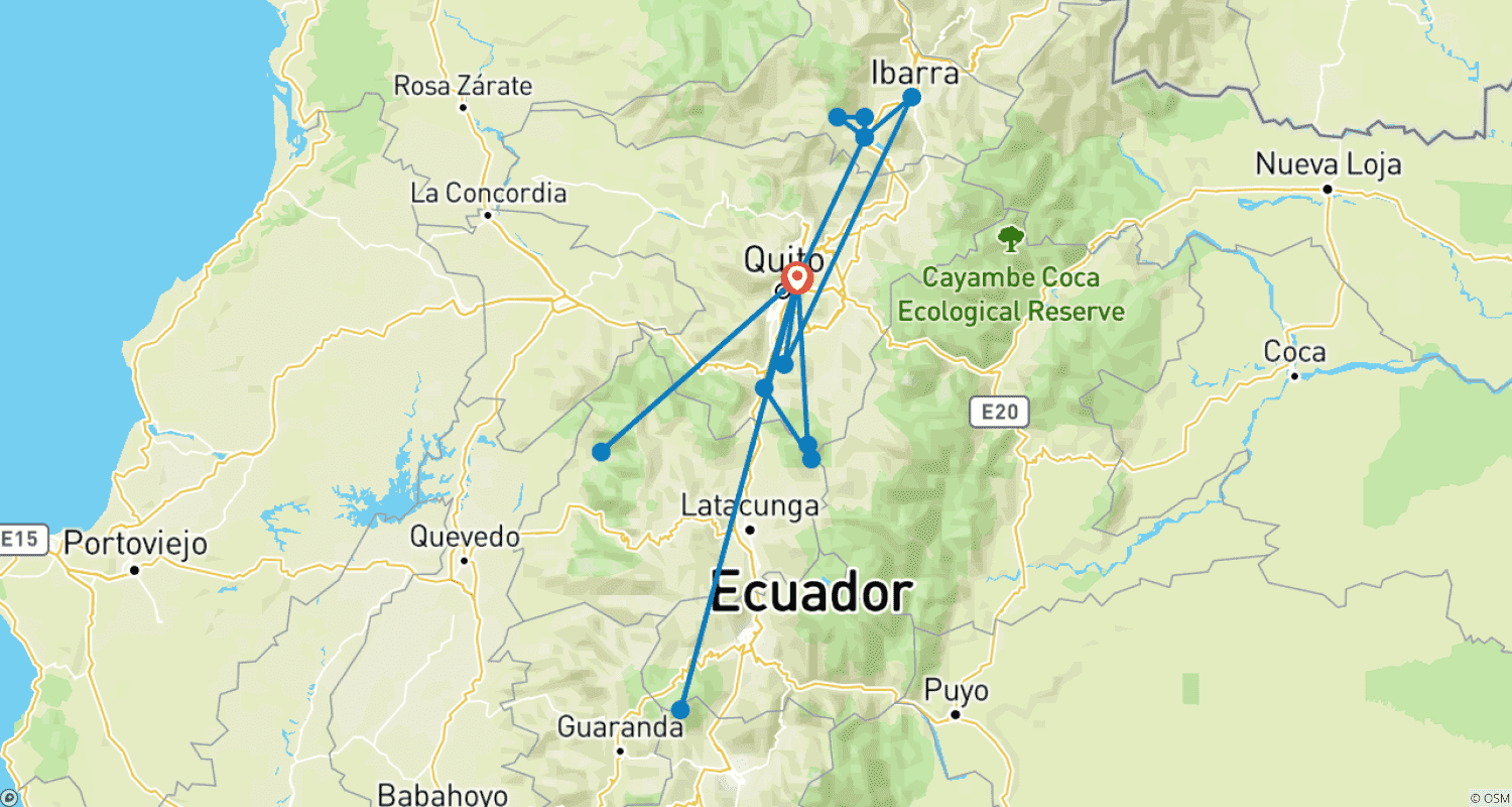 Mapa do percurso de Alpinismo no Equador