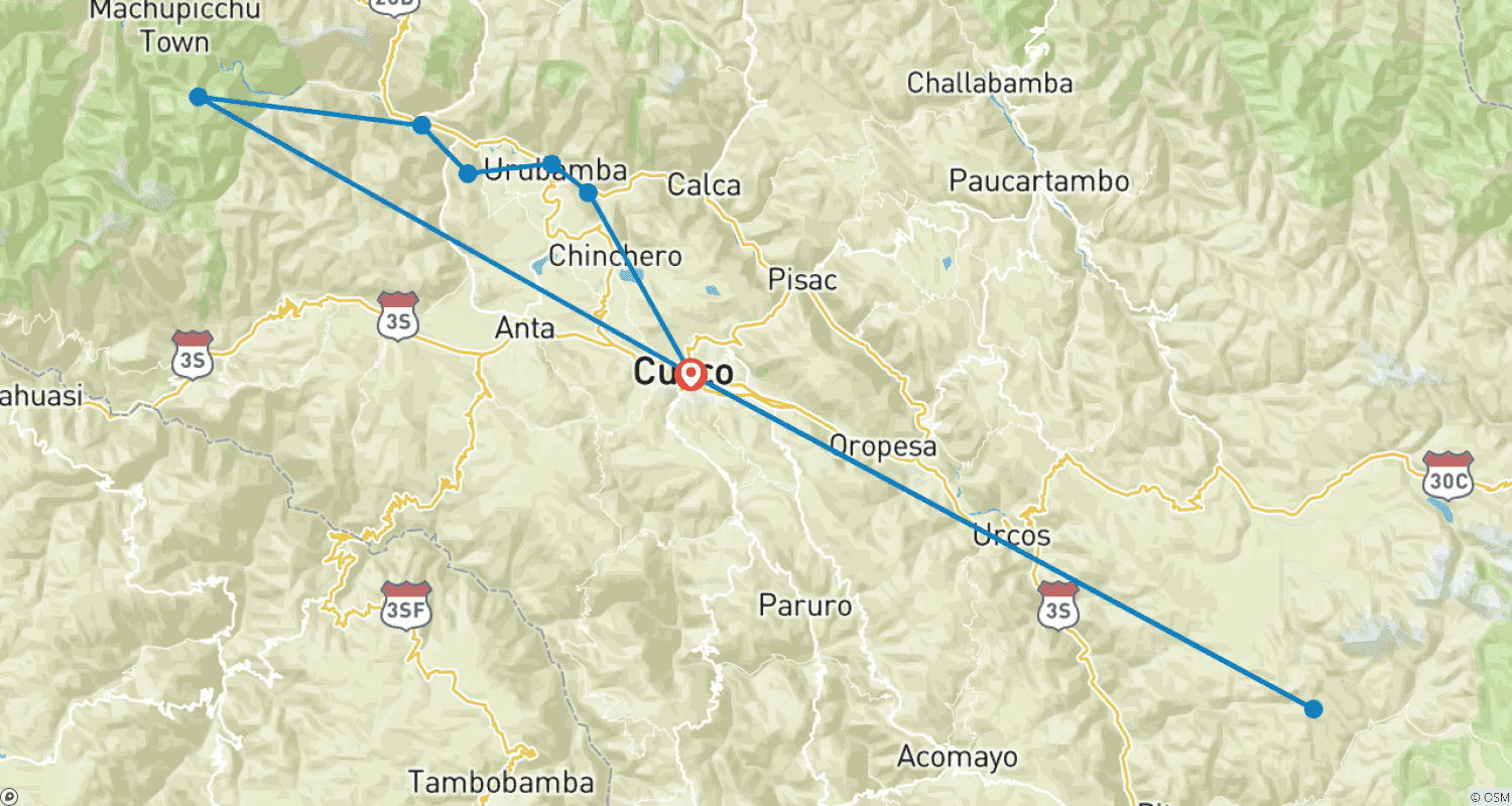 Mapa do percurso de Melhores Passeios de Um Dia a Partir de Cusco - 6 Dias