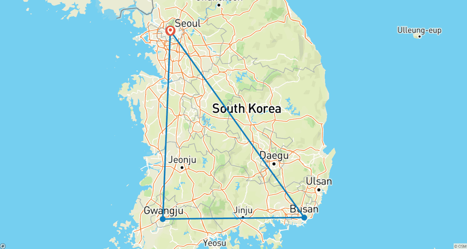 Mapa trasy: Epicka 9-dniowa wycieczka K-Pop: Odkryj największe hity Korei Południowej