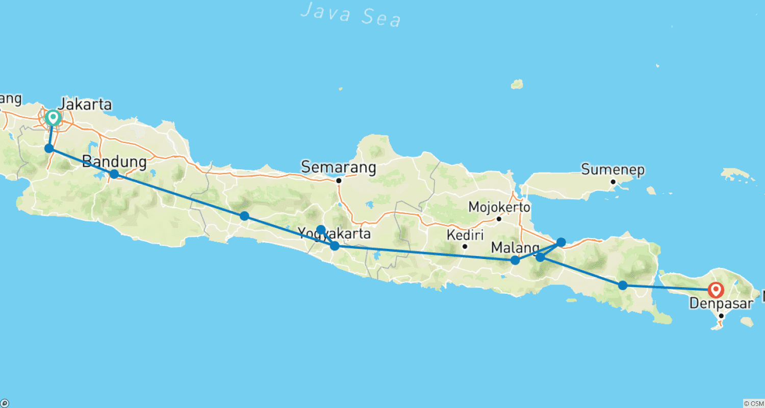 Mapa trasy: Java - Bali Overland