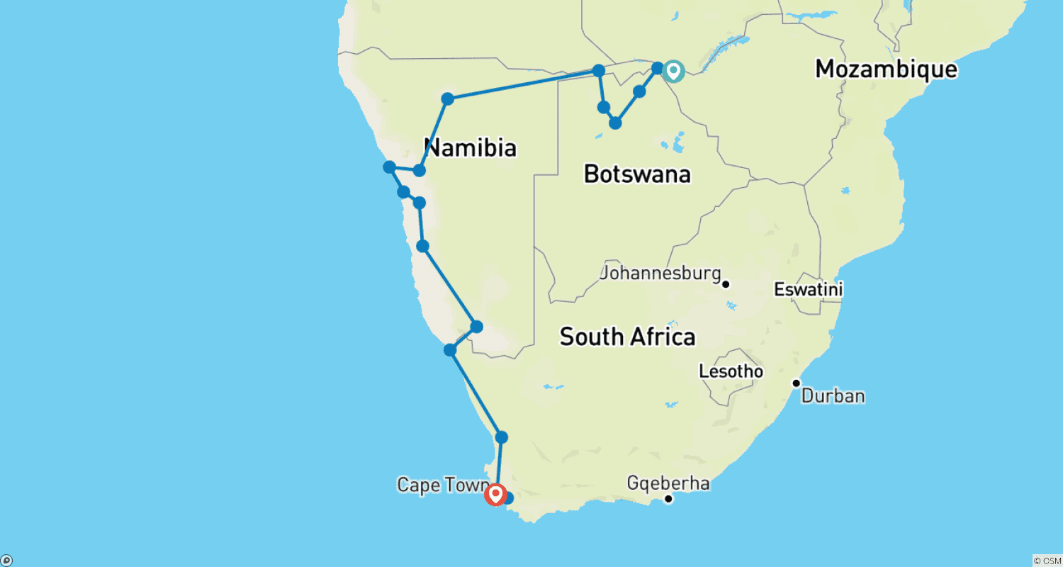 Mapa trasy: Namibia Nomad