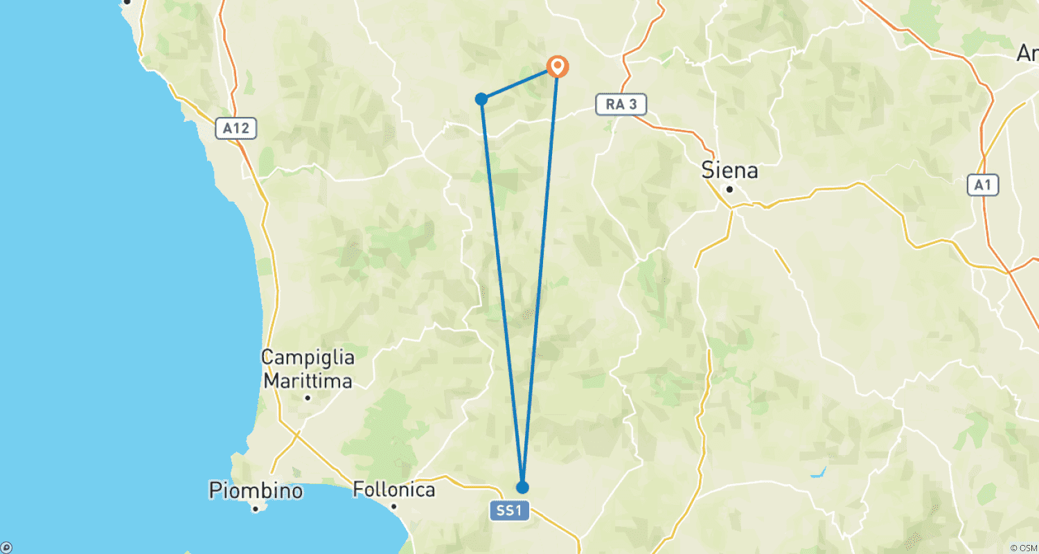 Mapa do percurso de Sabor da Toscana: Uma Escapada de 3 Dias de Vinho, Relaxamento e Diversão