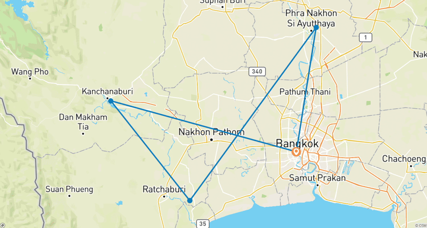 Thailand private adventure: 6 days of funのルートマップ