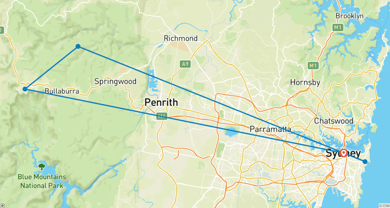 Mapa trasy: Najlepsze z Sydney i Gór Błękitnych