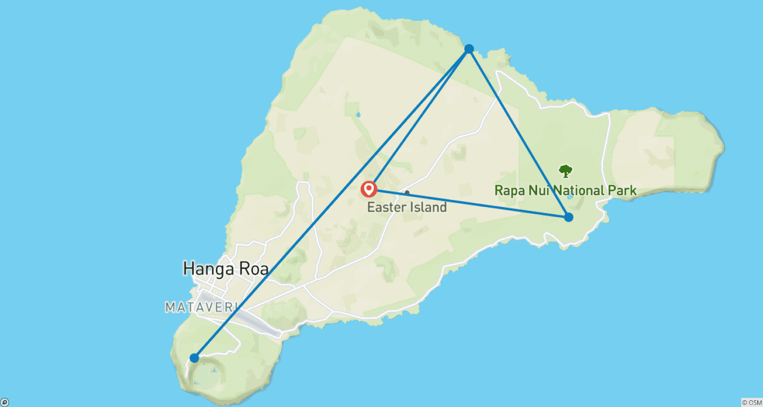 Mapa do percurso de 7 Dias Descubra a Mística Ilha de Páscoa
