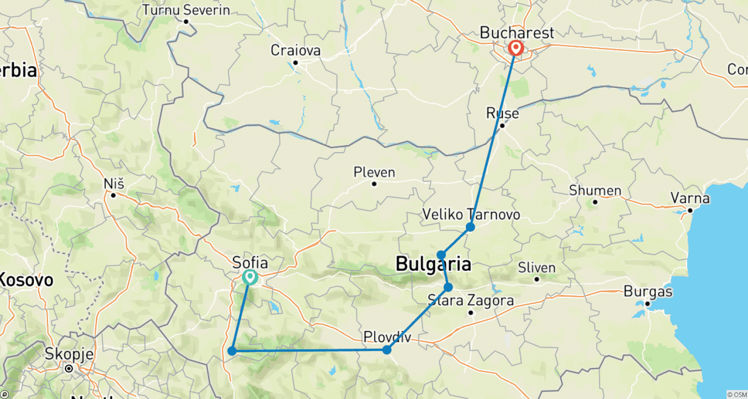 خريطة مسار Enchanting Balkan Charm: Exploring the cultural gems of Bulgaria - GUARANTEED DEPARTURES