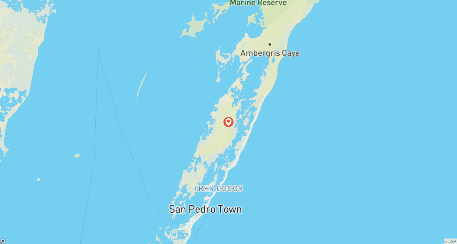 Mapa do percurso de Voo sobre o Grande Buraco Azul a partir de Ambergris Caye