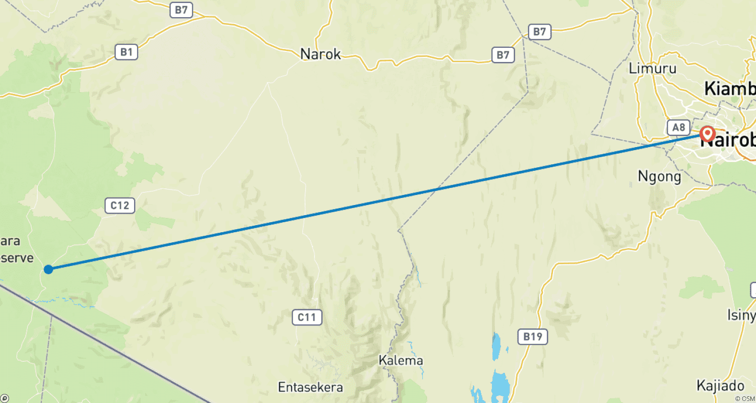 Mapa trasy: 4-dniowe Safari Express w Masai Mara