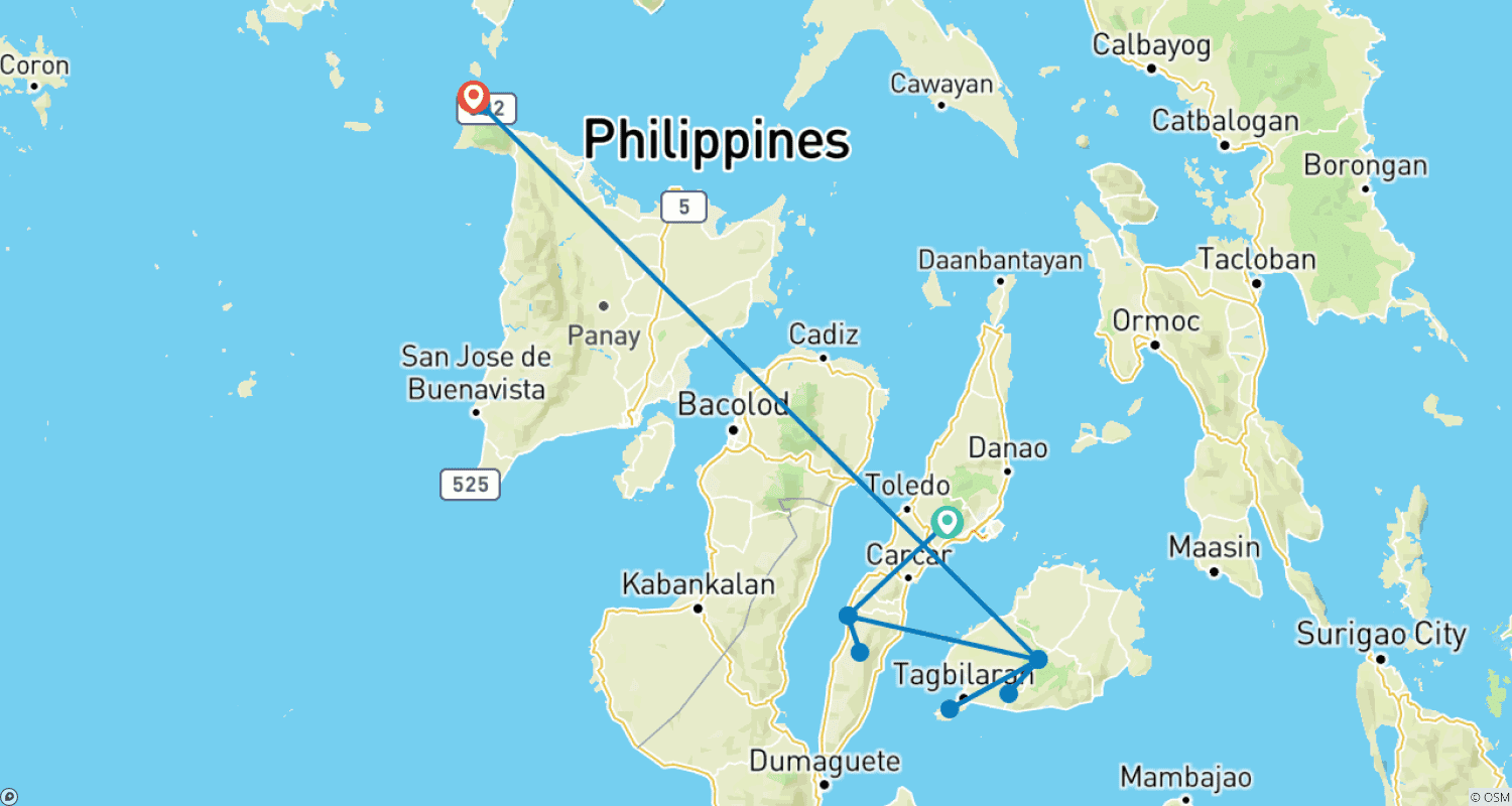 Mapa trasy: Wschodnie Filipiny Klasyka 10 Dni - One Life Adventures