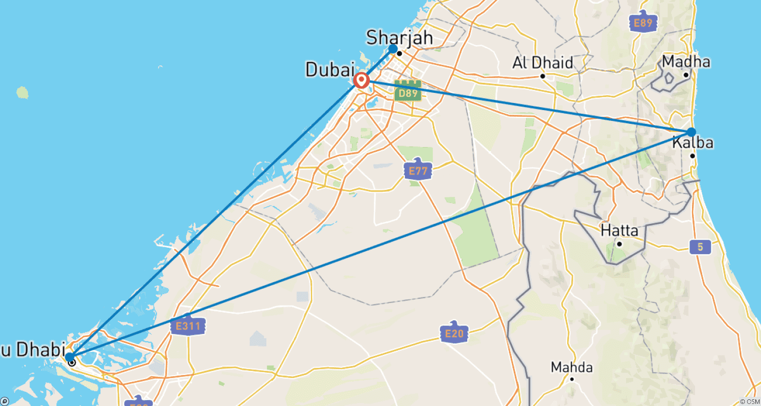 Mapa trasy: 7 Dni Pełne Emiratów.
