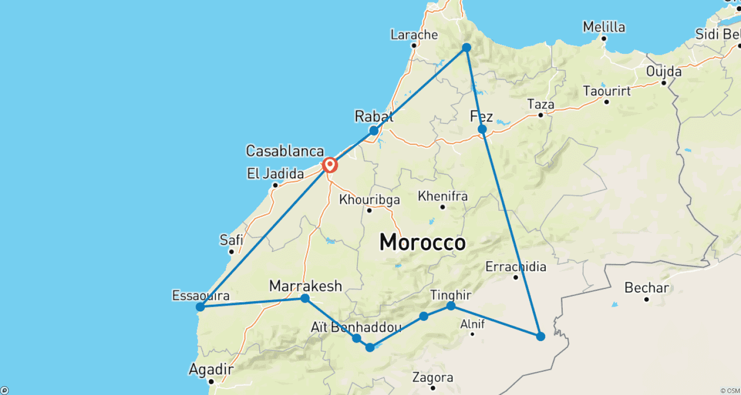 Mapa do percurso de Sabor de Marrocos