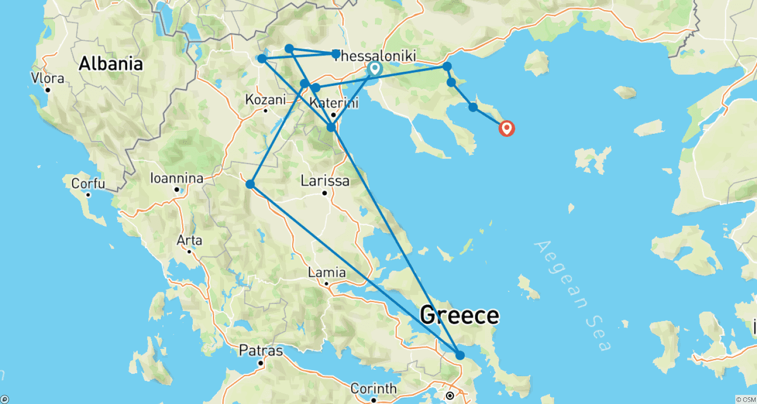 Mapa trasy: Skryte skarby Północnej Grecji | 8-dniowa wycieczka