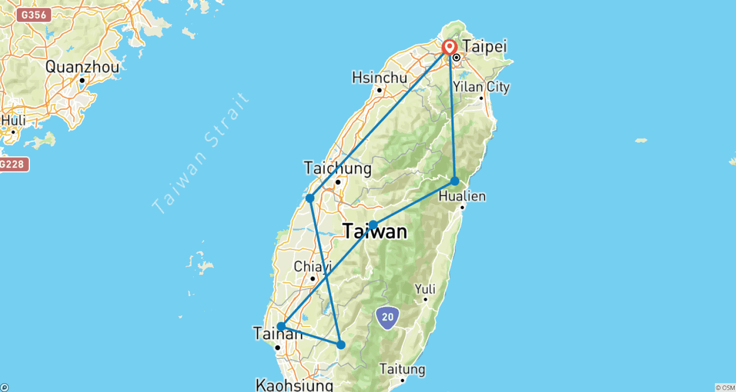 豪華台湾パノラマのルートマップ