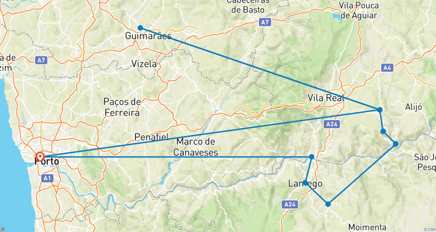 Mapa do percurso de Douro Wine Region self-guided hike tour