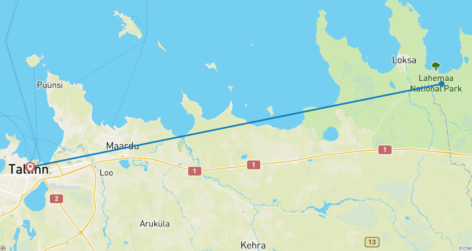 Mapa do percurso de Sauna, neve e luzes cintilantes
