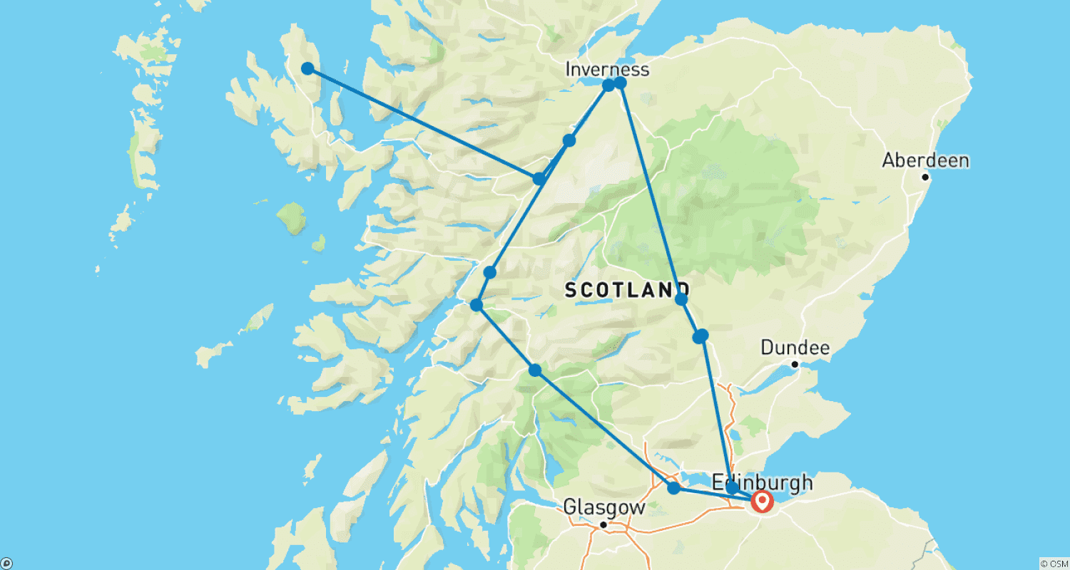 Mapa trasy: Loch Ness, Bajkowe Baseny i Isle of Skye