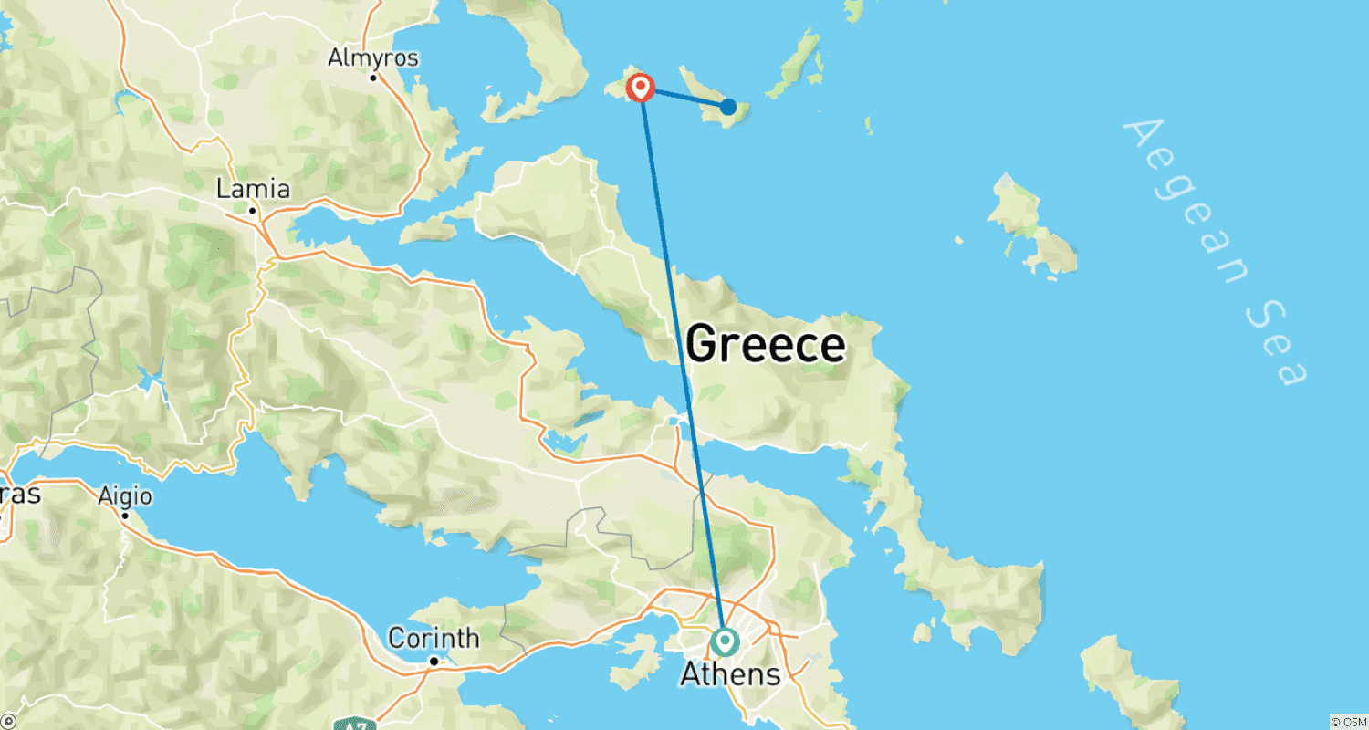 Mapa do percurso de 7 Days Skiathos, Alonissos and Skopelos from Athens