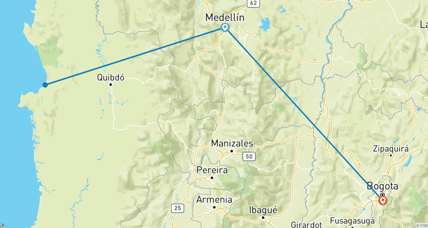 Mapa trasy: Colombia Undiscovered Pacific Coast
