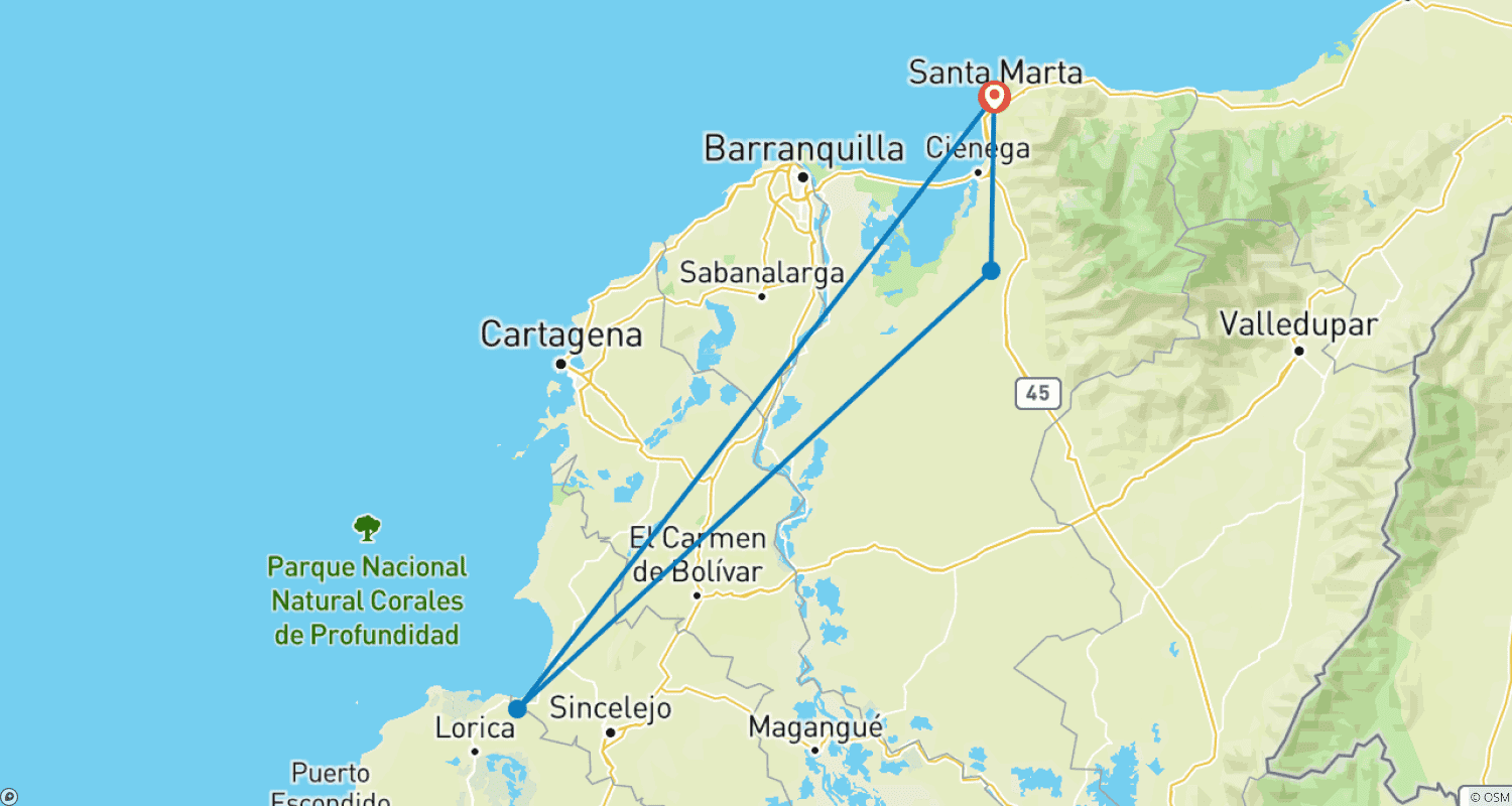 Mapa trasy: Colombia - The lost city