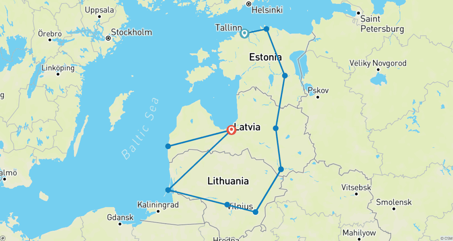 خريطة مسار Best Baltic Journey - 14 Days (Small Group)