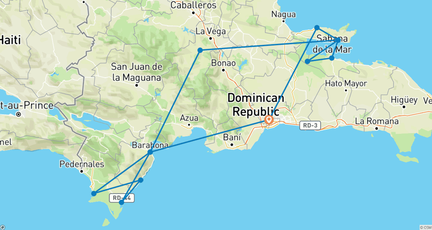 Mapa trasy: Dominikana Aktywnie