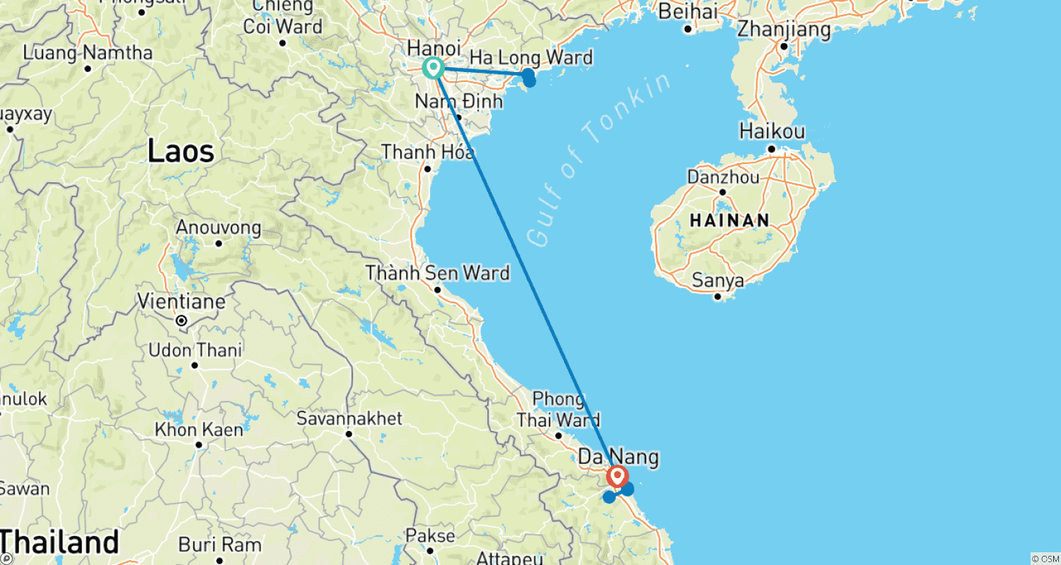 Mapa trasy: 11 Dni Wietnam: Joga i Eksploracja Kulturowa