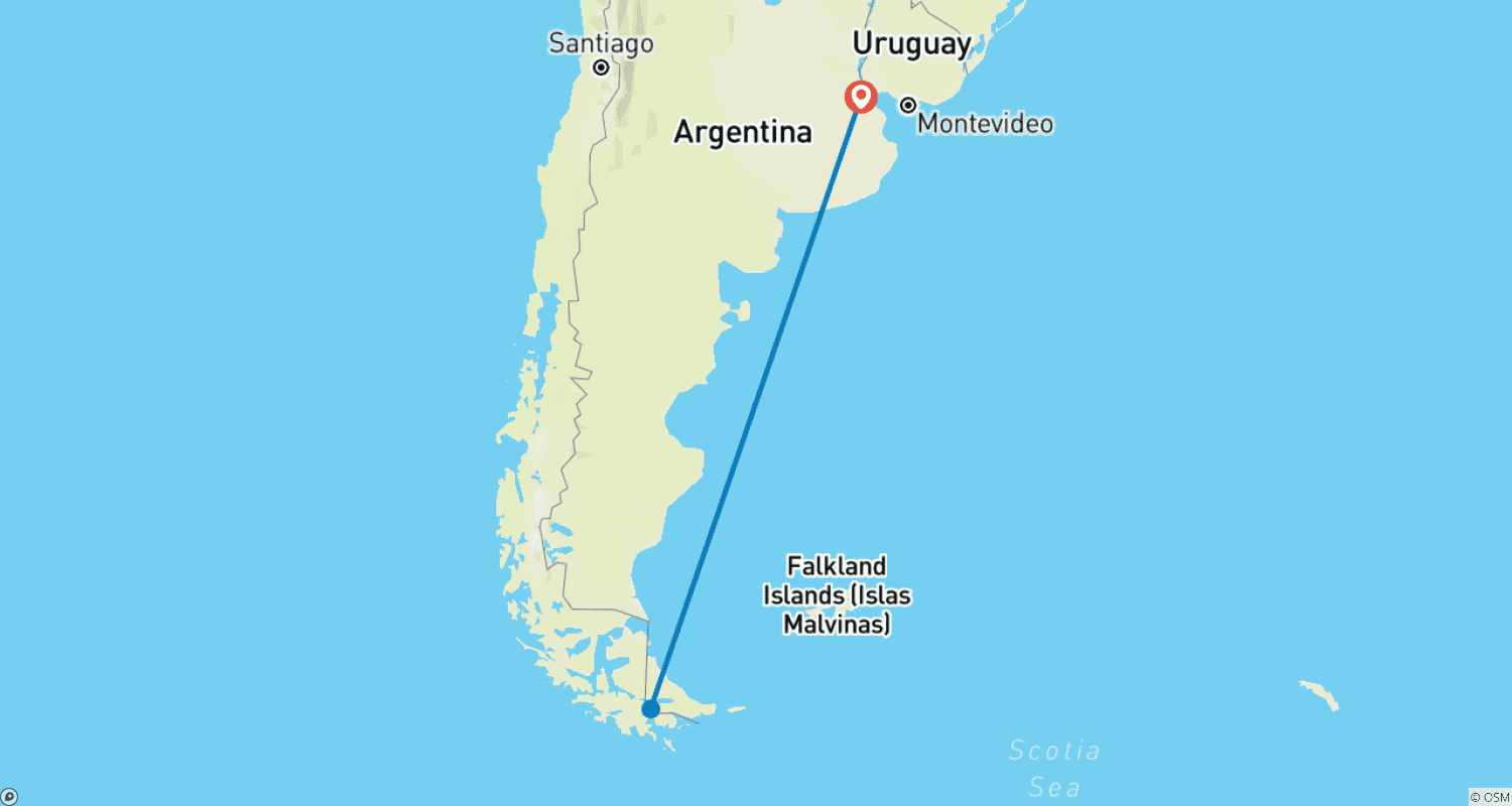Mapa do percurso de Destaques da Antártida (MS Roald Amundsen, 2024)