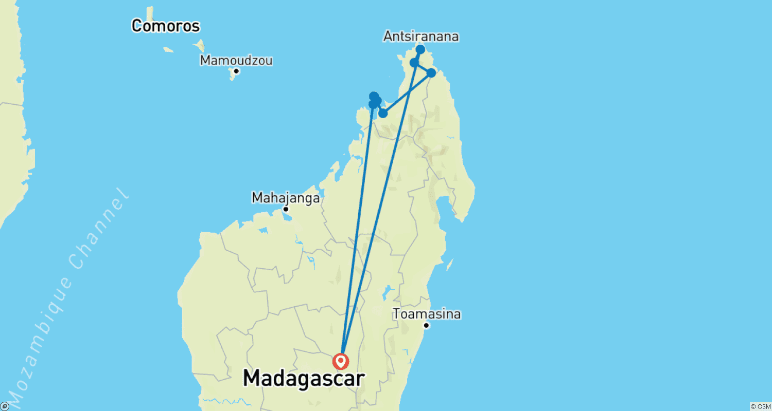 Mapa trasy: Uroki Północnego Madagaskaru