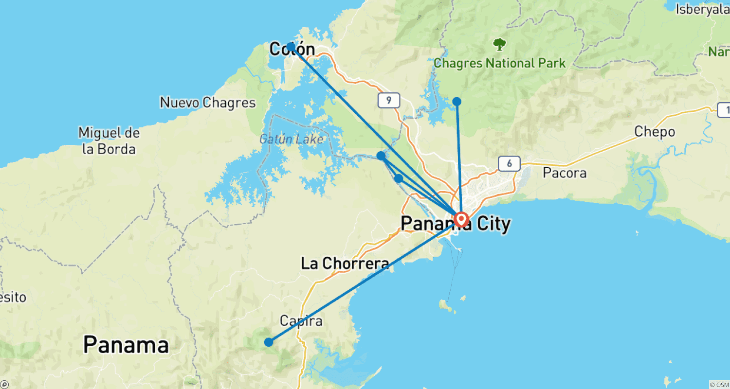 Mapa do percurso de Panama Highlights