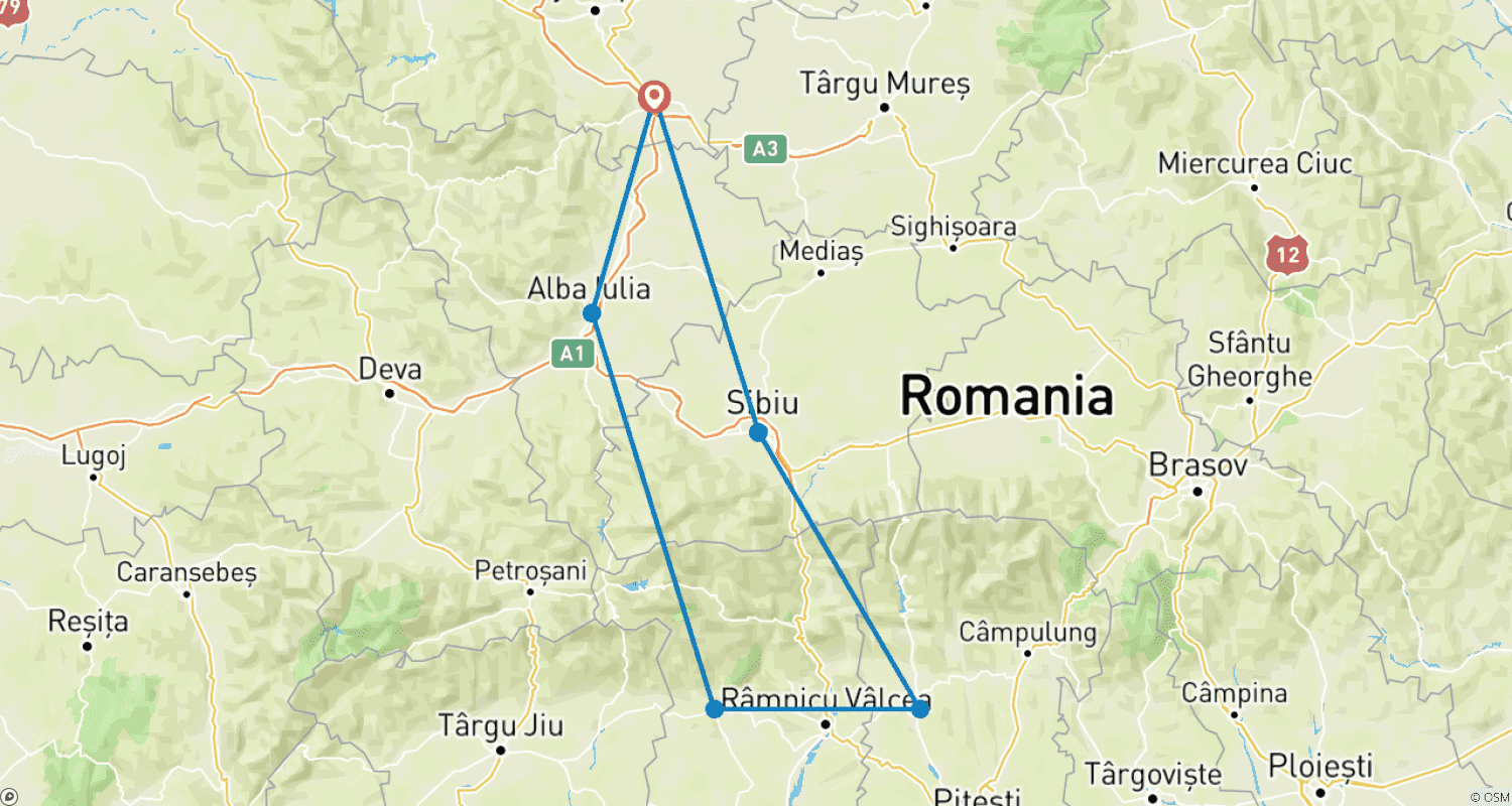 Mapa trasy: Najlepsze Drogi Motocyklowe Rumunia, 3-dniowa Wycieczka Motocyklowa po Transylwanii
