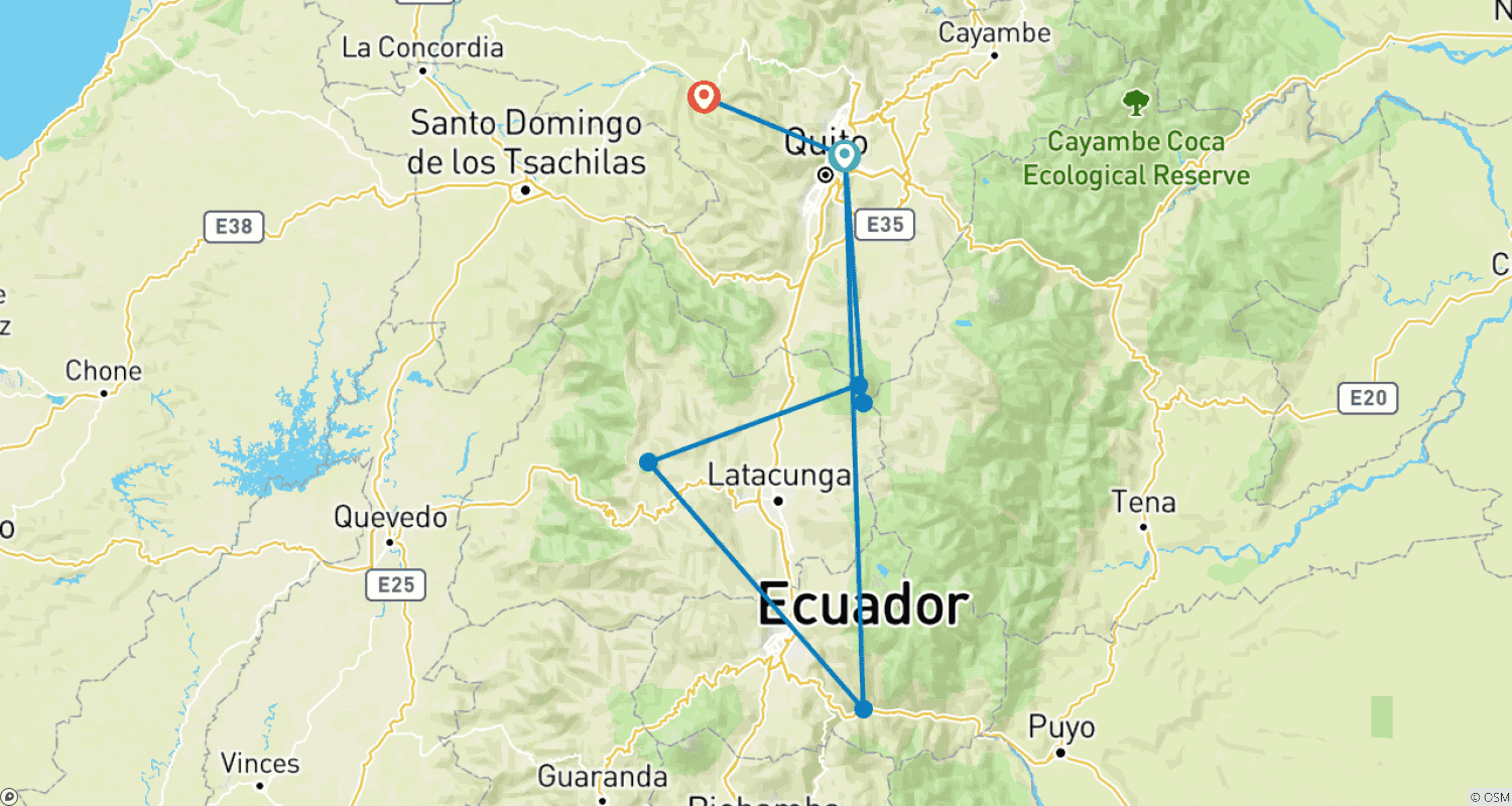 خريطة مسار 7 Days Adventure In The Ecuadorian Andes (Shared Trip)