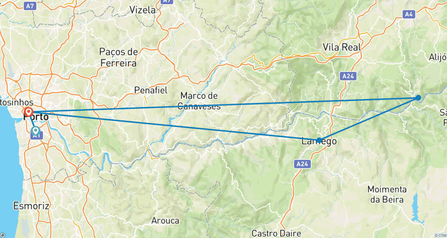 Mapa trasy: Rejs luksusowy po Douro – Spirit of Chartwell (4 dni)