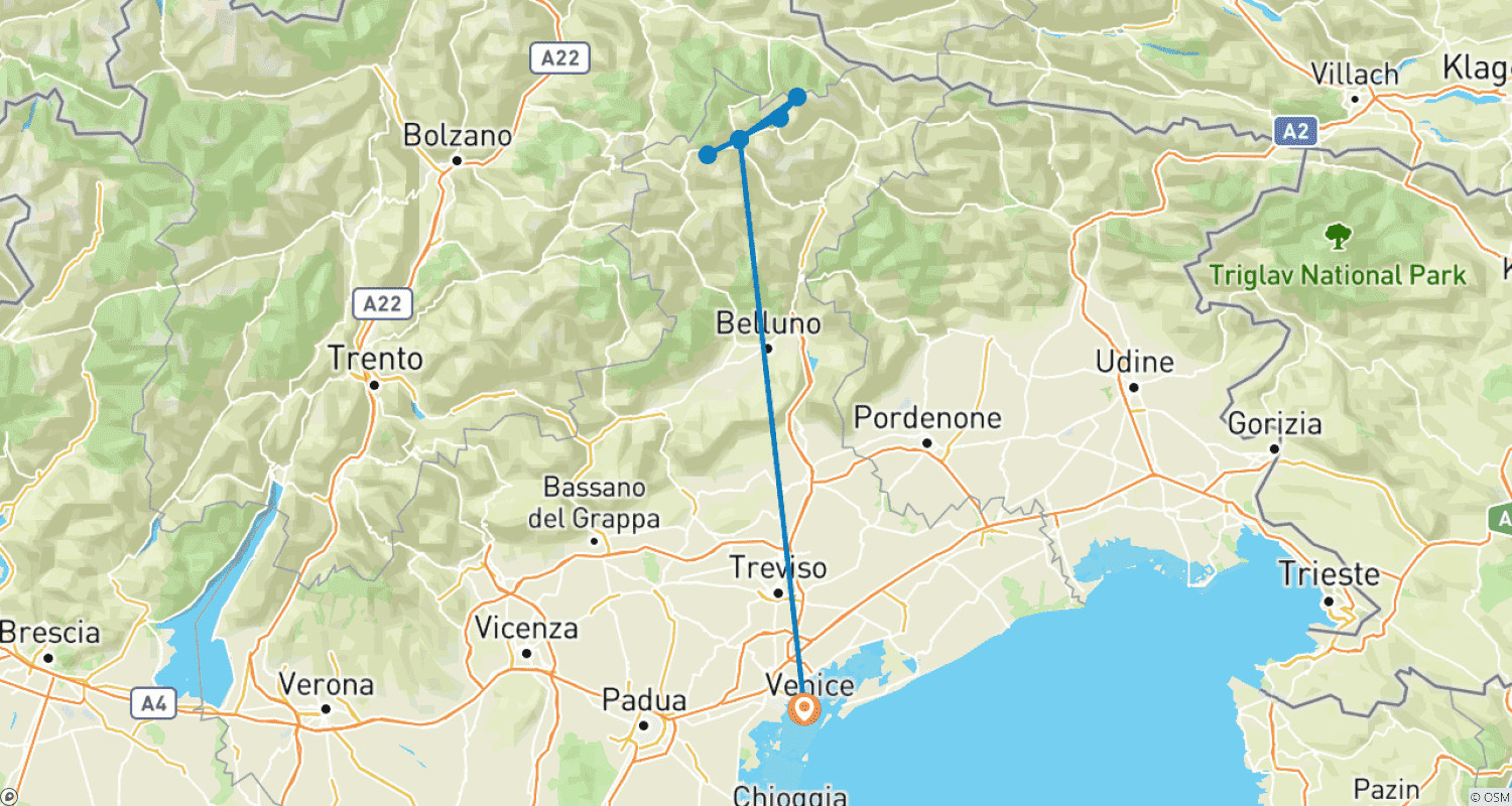Mapa trasy: Dolomity Cortiny - Wędrówka z przewodnikiem