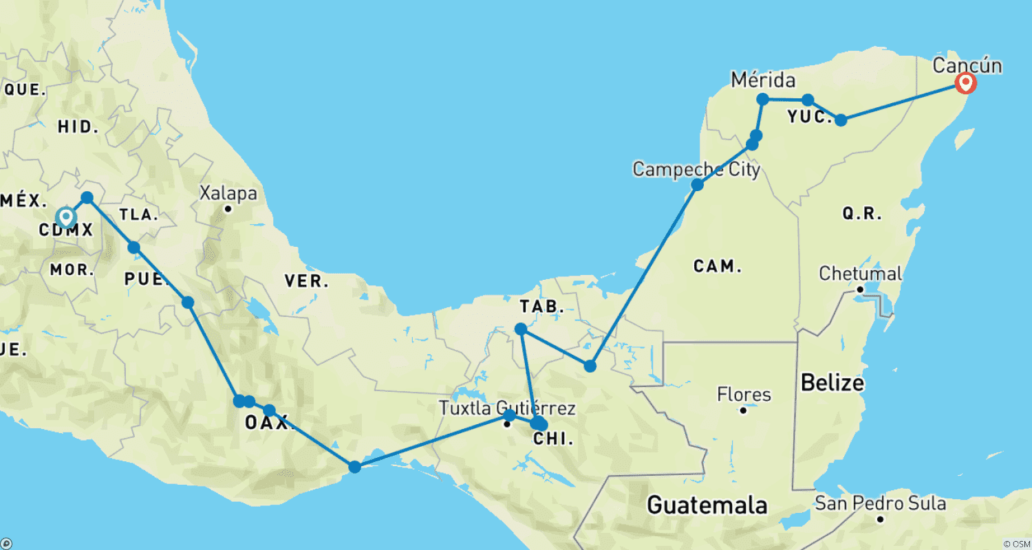 خريطة مسار اكتشف المكسيك - يوم الأموات (Oaxaca)