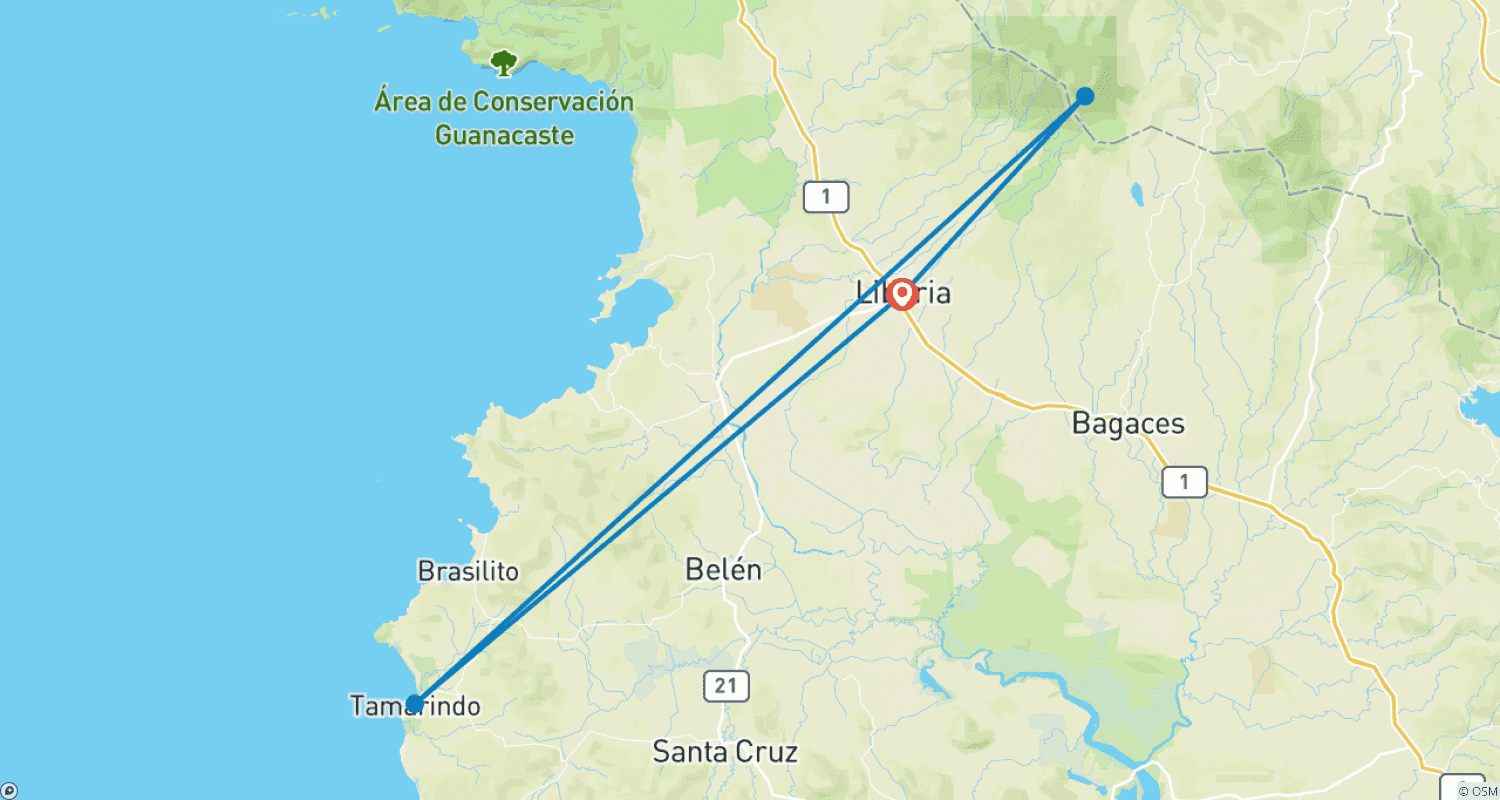 Mapa trasy: Costa Rica Escape