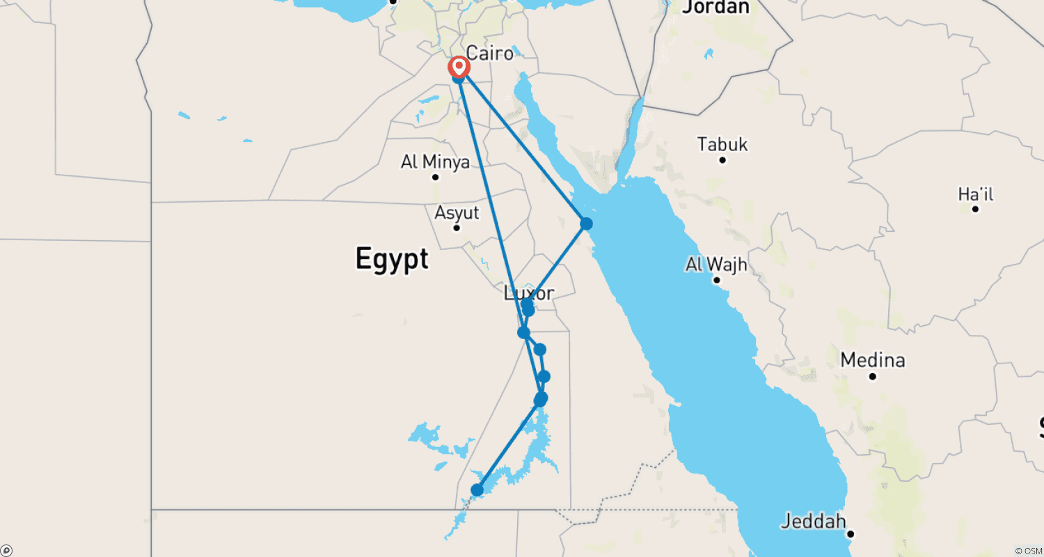 خريطة مسار جولة استكشاف مصر