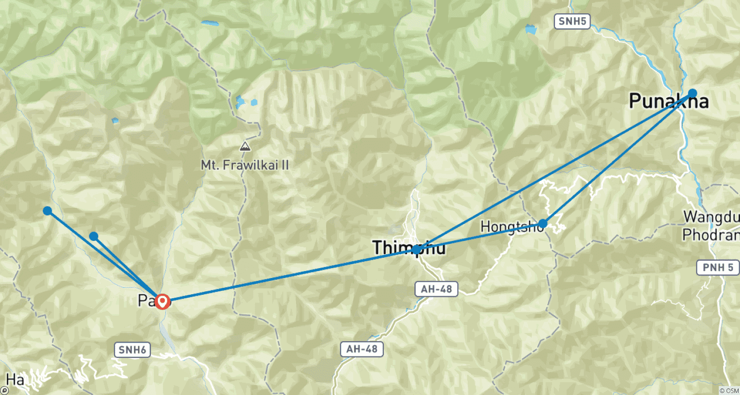 Mapa trasy: Bhutan Glimpse