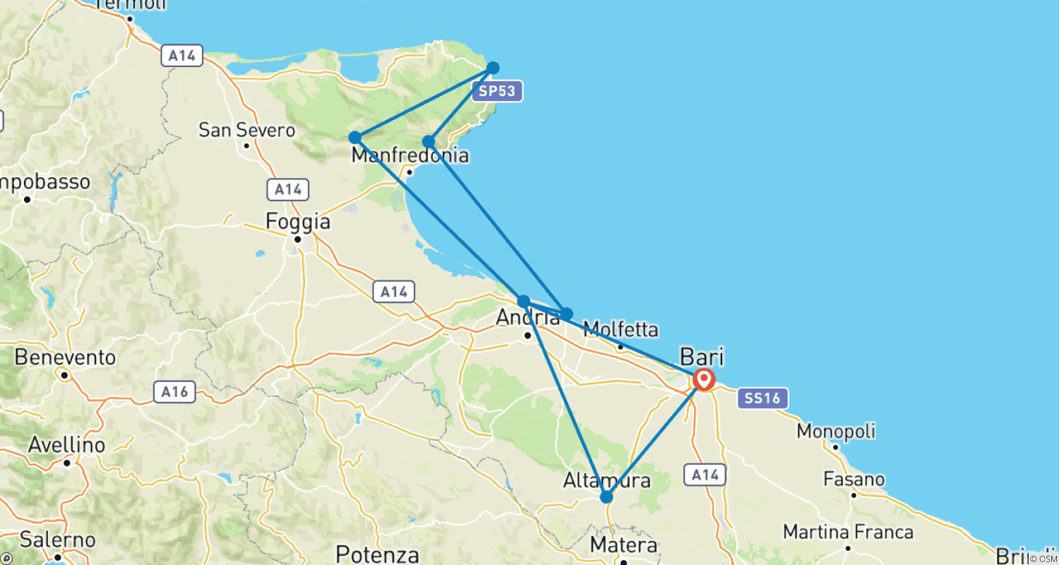 Mapa trasy: Panorama Apulii