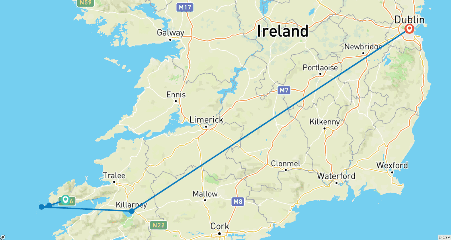 خريطة مسار Blarney Castle, Ring of Kerry & Dingle