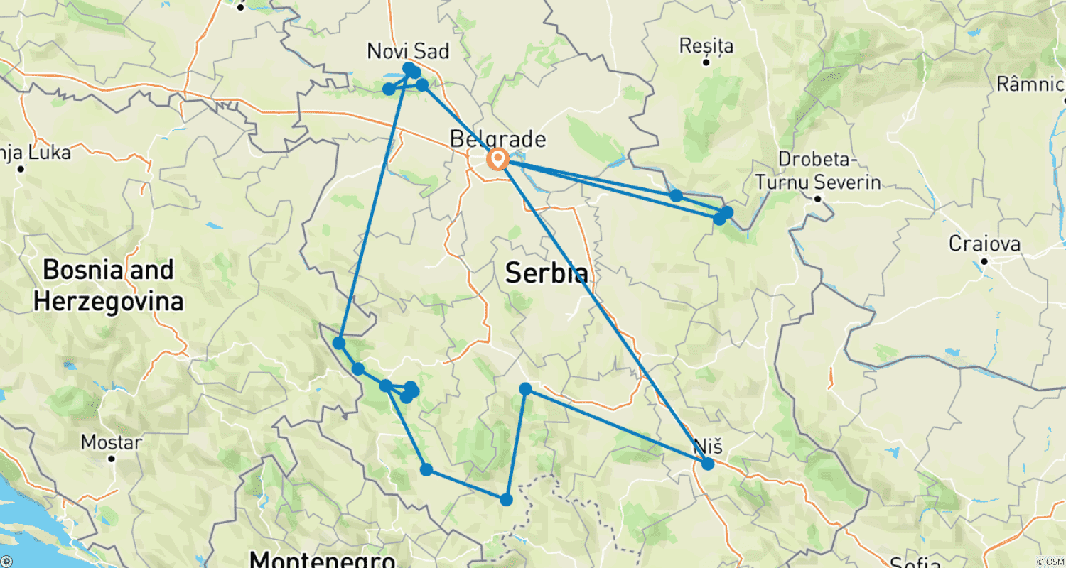 Mapa trasy: Serbia – pełne doświadczenie