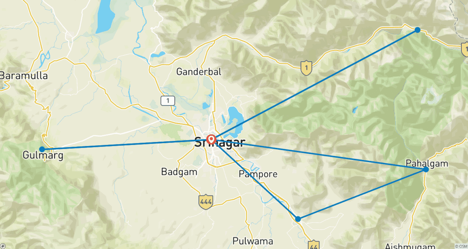 Mapa do percurso de Short Trip to Kashmir