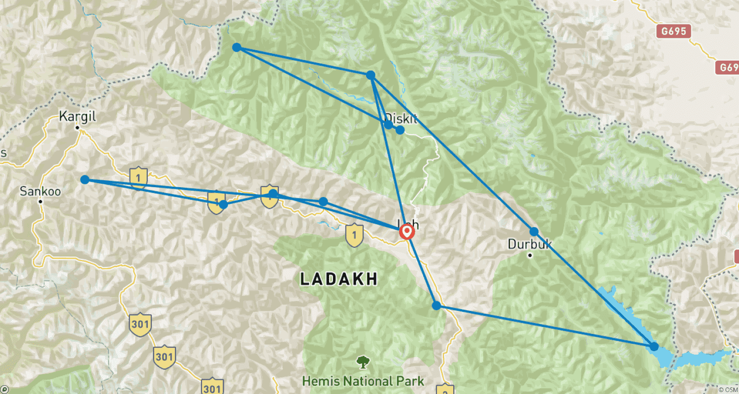 خريطة مسار Unveiling Ladakh: Cultural Experience with Sham Valley Soft Trek