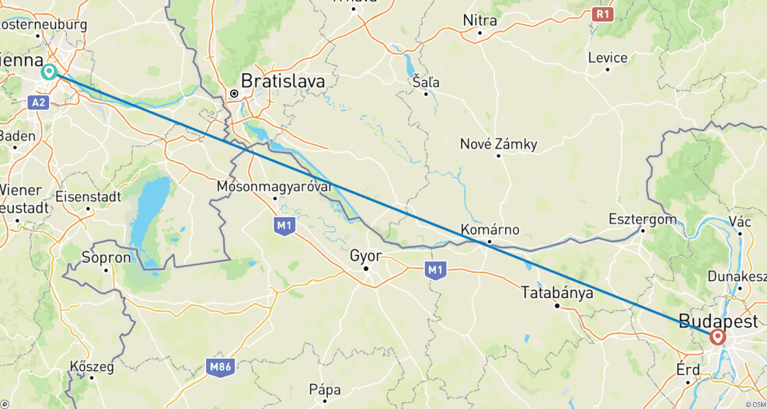 Mapa do percurso de Austria and Hungary in a week (Vienna and Budapest)