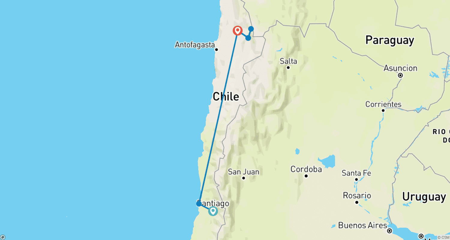 Mapa trasy: Northern Chile (9 Days)
