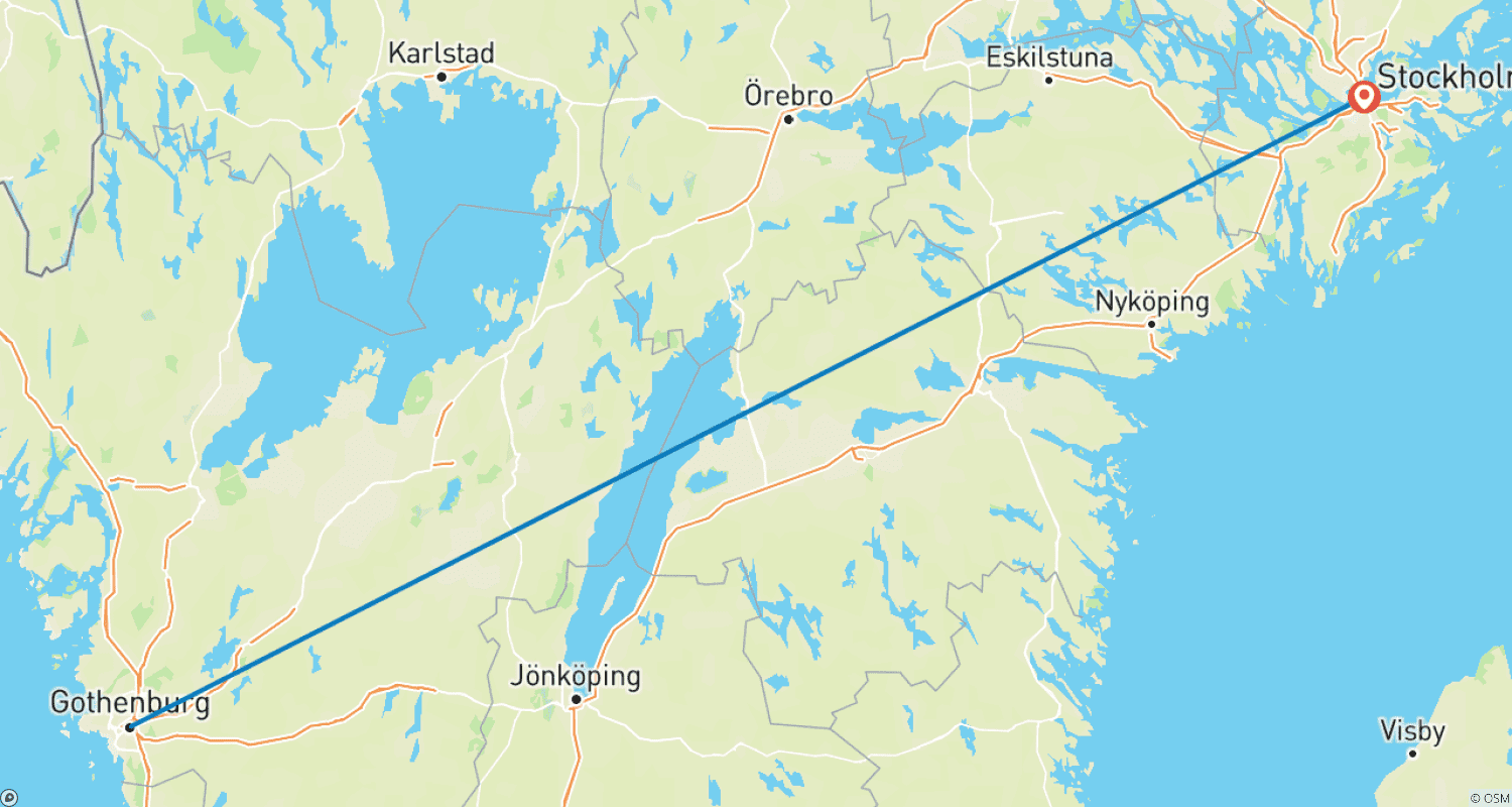 Mapa trasy: Wypad do miasta: Göteborg i Sztokholm