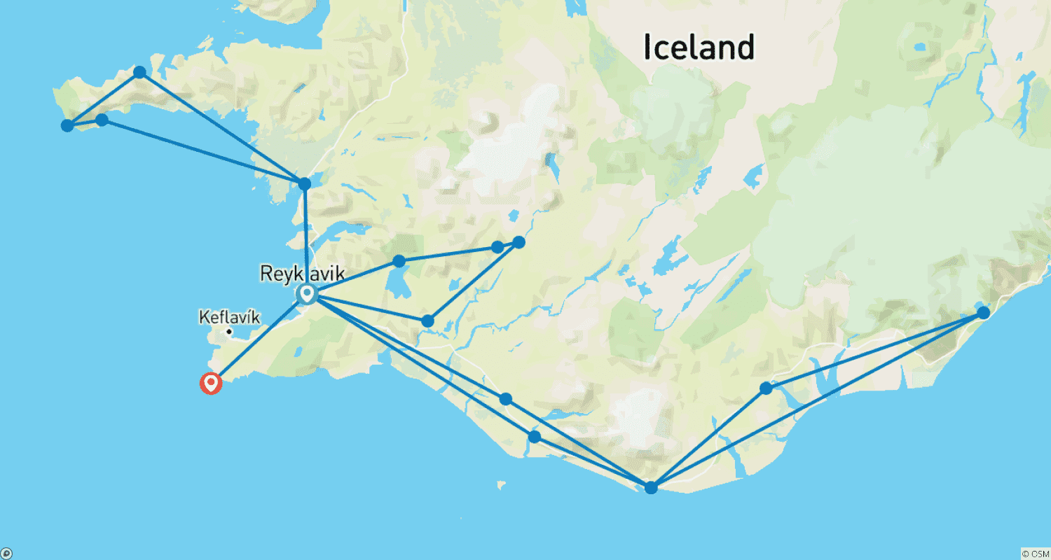 خريطة مسار باقة شتوية لمدة 4 أيام في Reykjavík