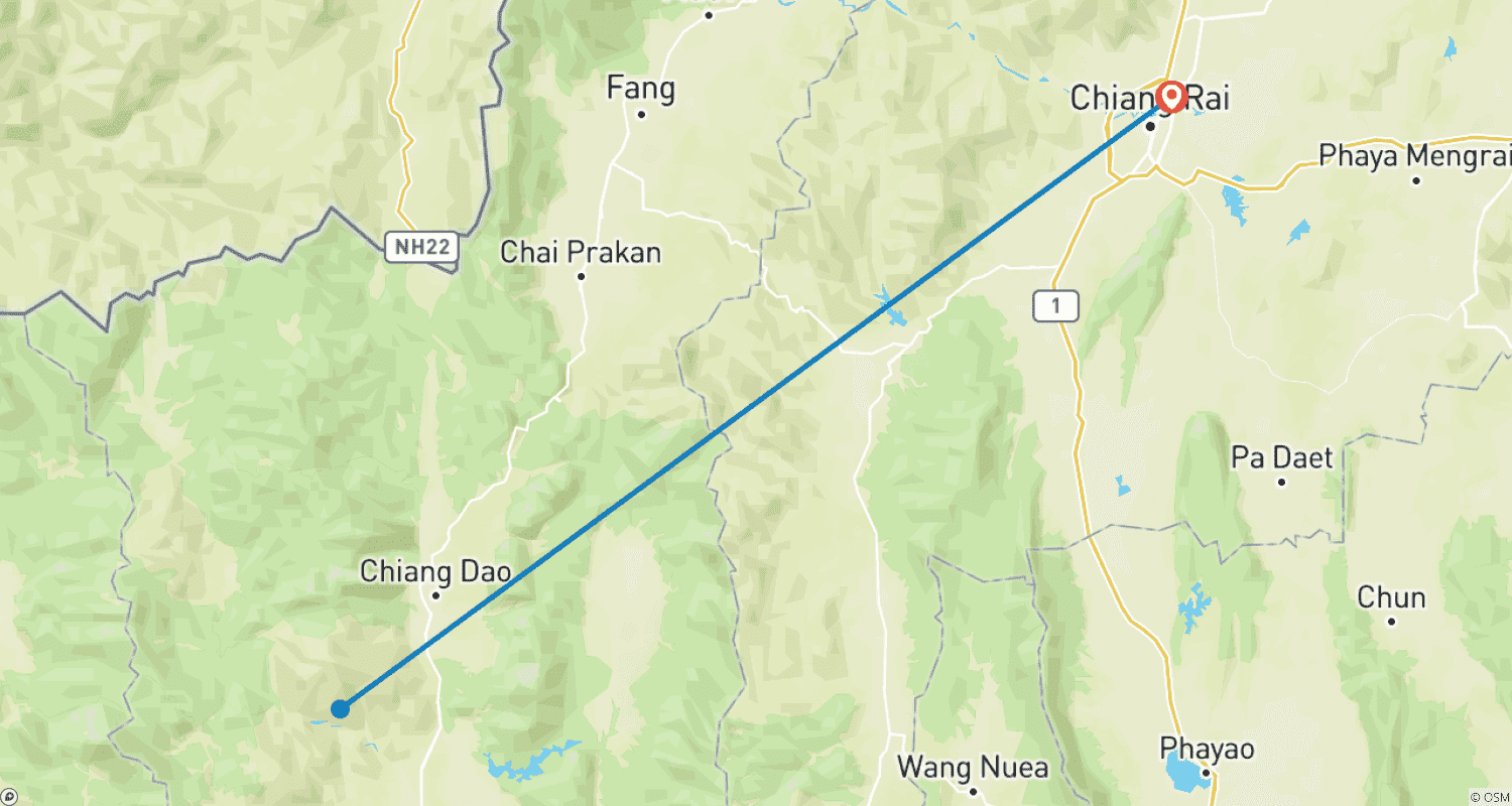Mapa do percurso de Chiang Rai Jungle Trek Adventure 3D2N