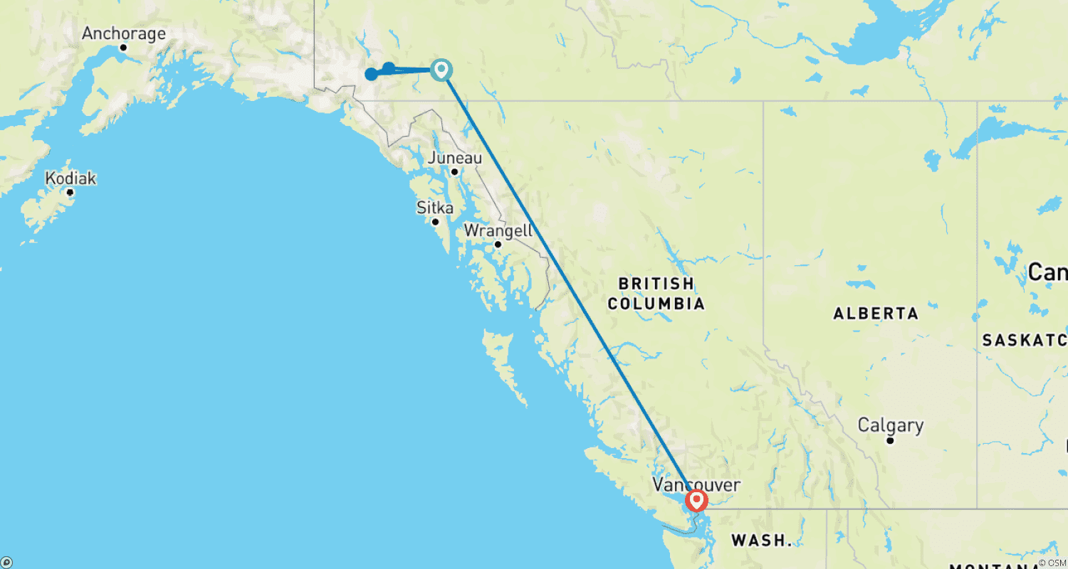 Mapa trasy: Yukon Summer Adventure from Vancouver