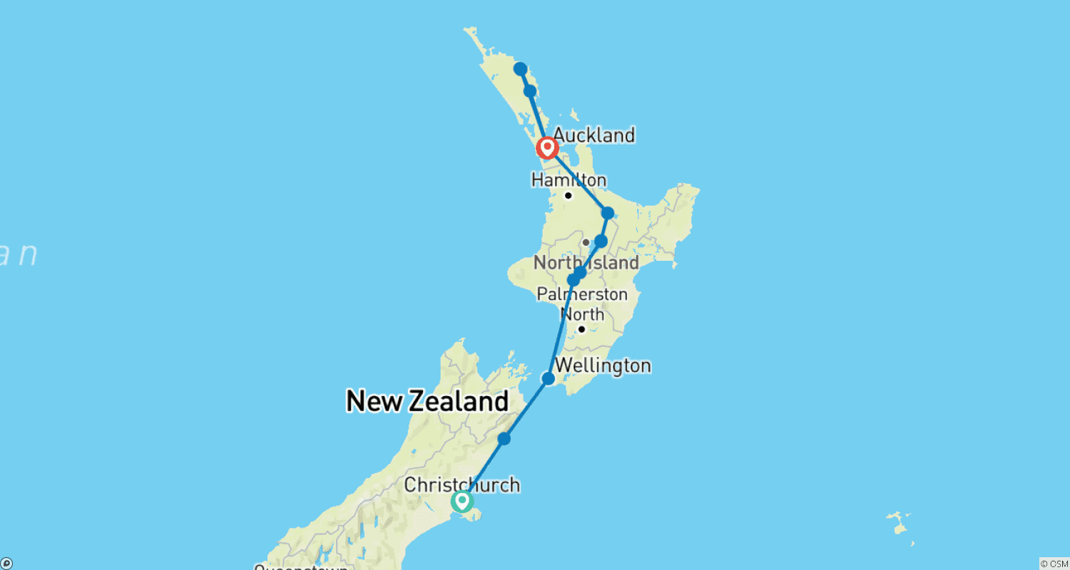 Mapa do percurso de New Zealand: Northern Choice (Northbound)